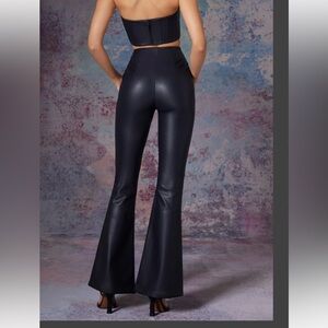 Oh Polly Vegan Leather Bootleg Trouser in Midnight Black (with tag)